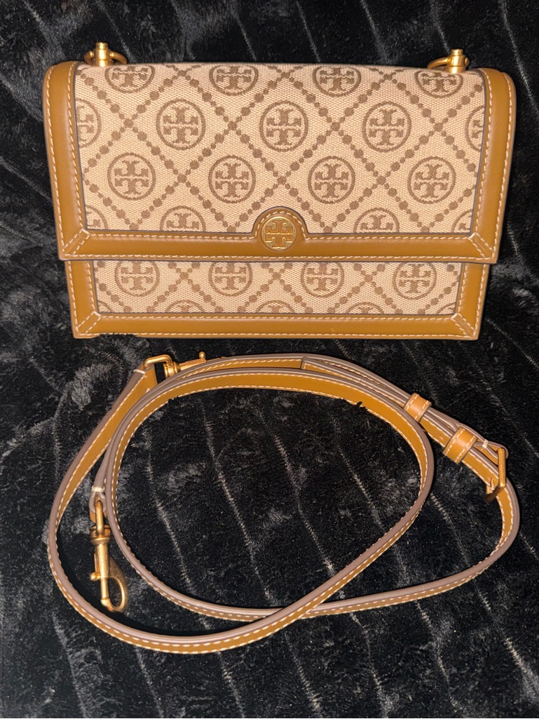 Tory Burch Tan T Monogram Crossbody Bag